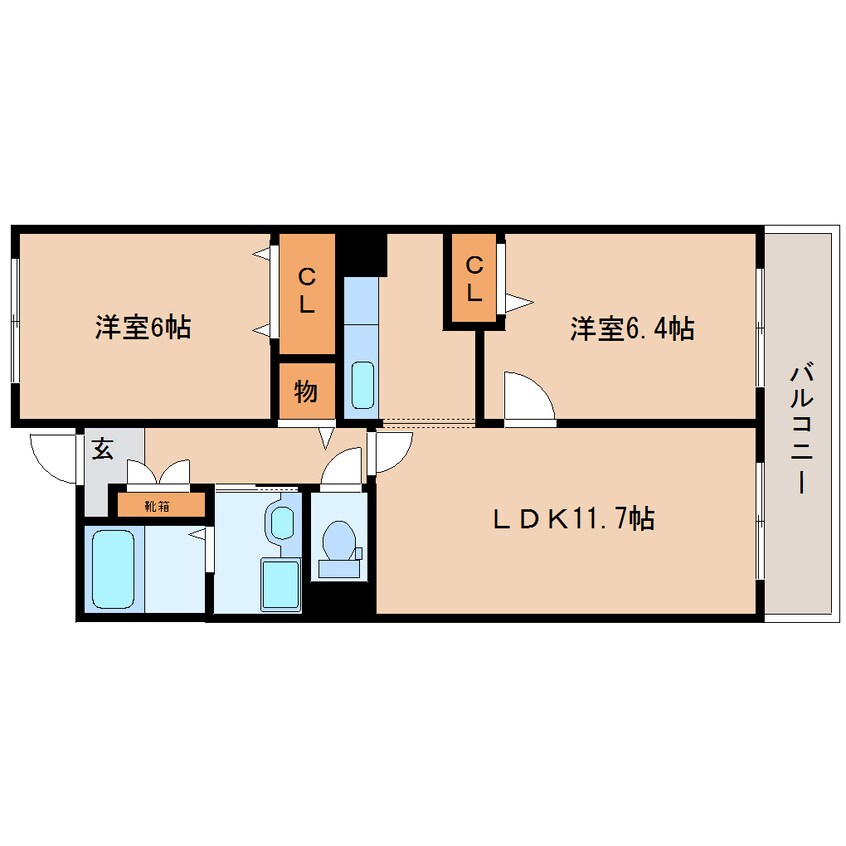 間取図 東海道本線/安倍川駅 徒歩21分 2階 築23年