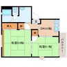 東海道本線/静岡駅 バス:17分:停歩5分 2階 築33年 2DKの間取り