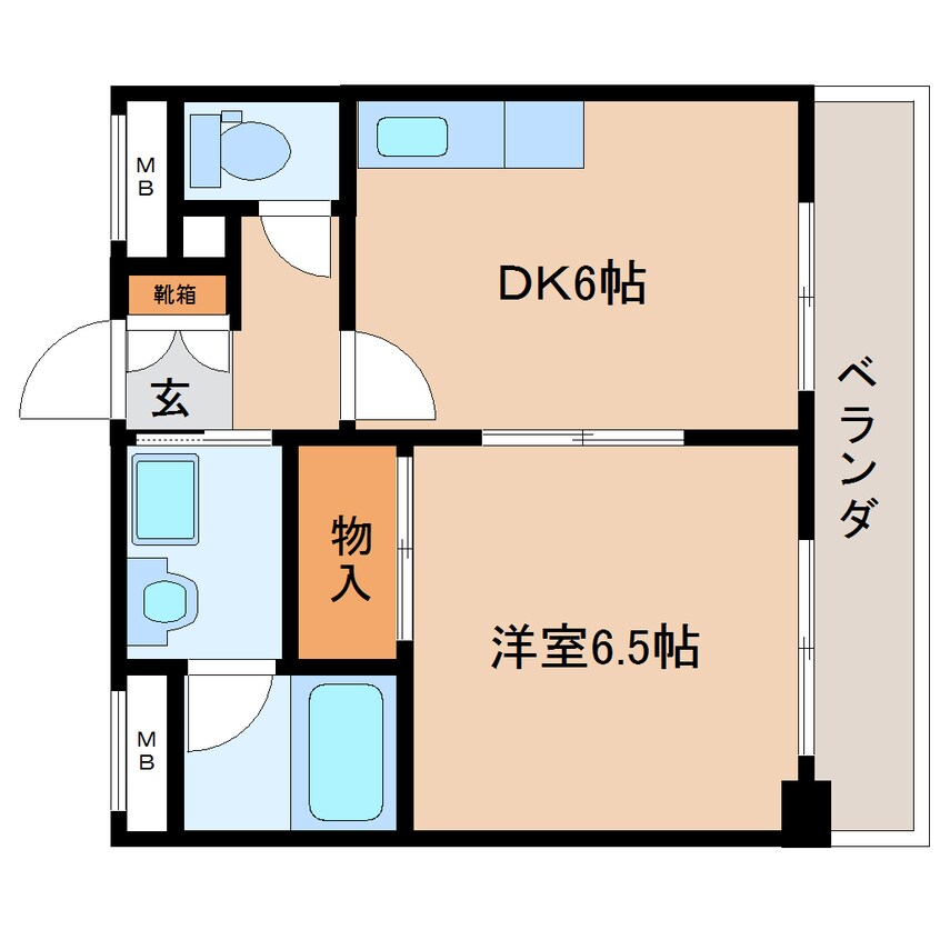 間取図 東海道本線/静岡駅 徒歩10分 2階 築23年