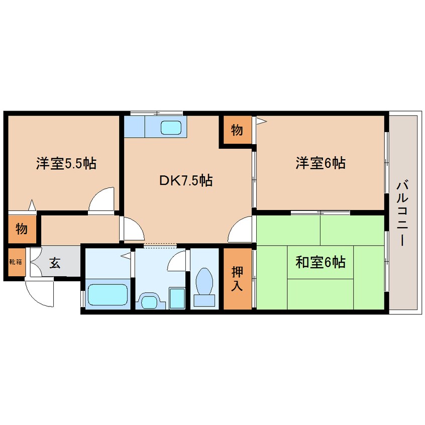 間取図 東海道本線/安倍川駅 徒歩6分 2階 築28年