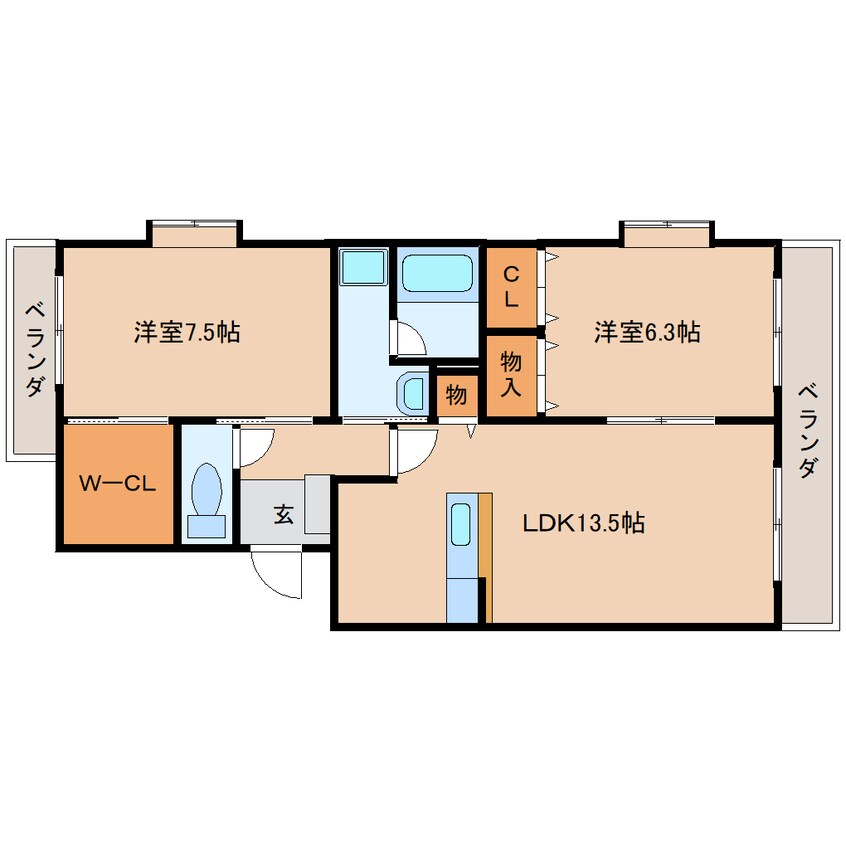 間取図 東海道本線/安倍川駅 徒歩25分 3階 築21年