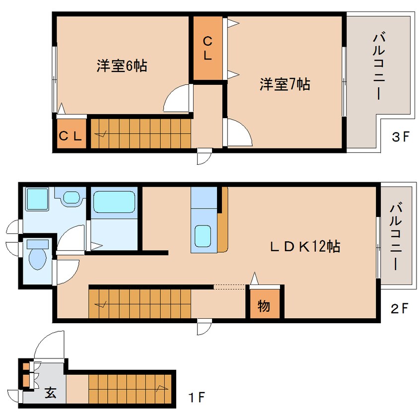 間取図 東海道本線/静岡駅 バス26分下川原五丁目下車:停歩6分 2階 築19年