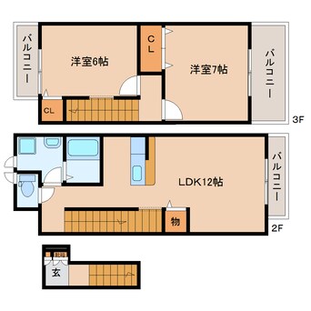 間取図 東海道本線/静岡駅 バス26分下川原五丁目下車:停歩6分 2階 築19年