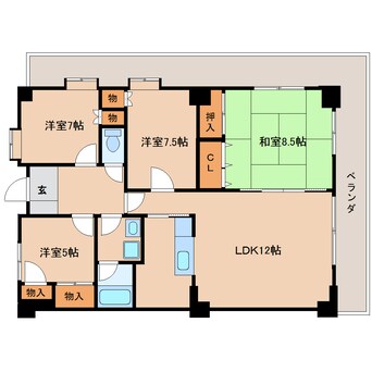 間取図 東海道本線/静岡駅 バス11分水道町南下車:停歩3分 5階 築32年