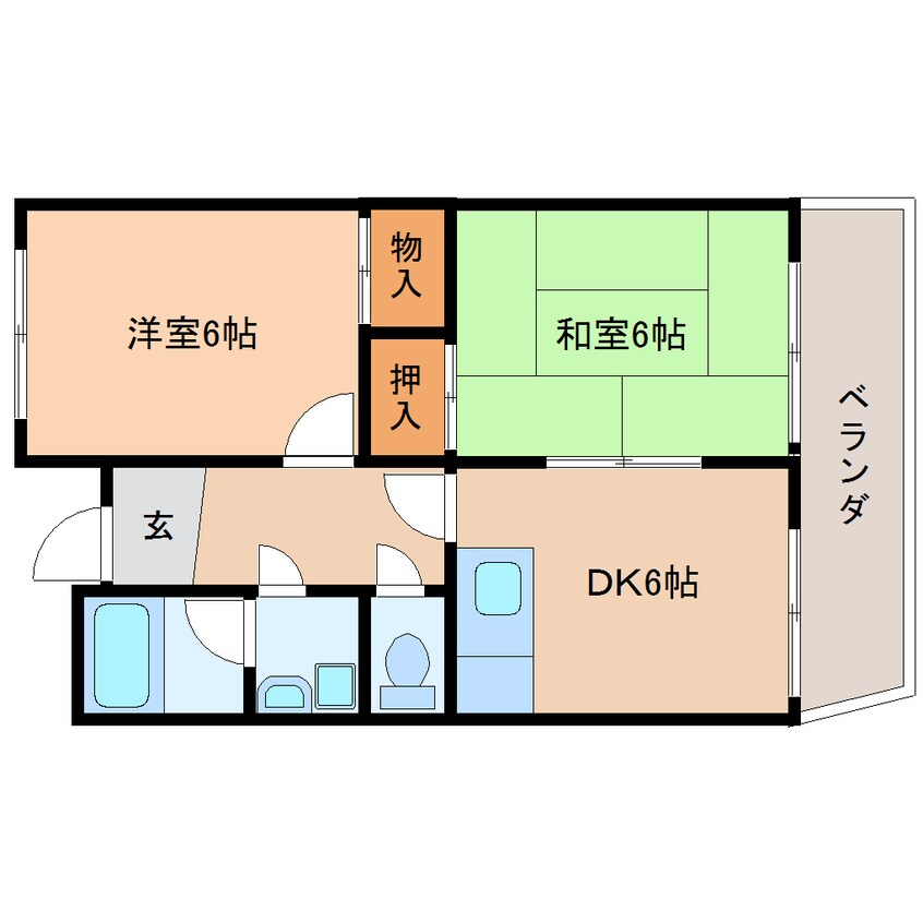 間取図 東海道本線/用宗駅 徒歩5分 1階 築38年