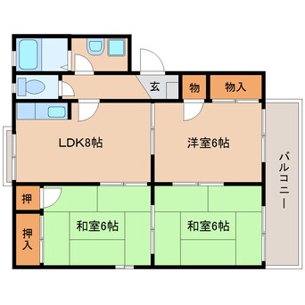 間取図 東海道本線/安倍川駅 徒歩8分 2階 築33年