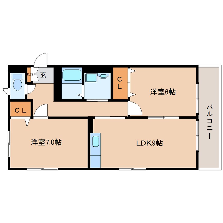 間取図 東海道本線/安倍川駅 徒歩10分 1階 築19年