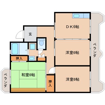 間取図 東海道本線/安倍川駅 徒歩24分 1階 築32年