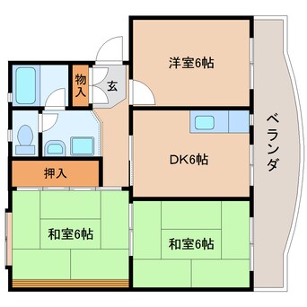 間取図 東海道本線/安倍川駅 徒歩16分 1階 築43年