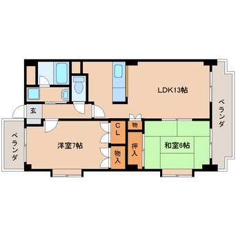 間取図 東海道本線/静岡駅 バス19分柳新田下車:停歩4分 4階 築24年