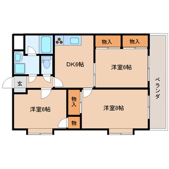 間取図 東海道本線/安倍川駅 徒歩22分 3階 築30年