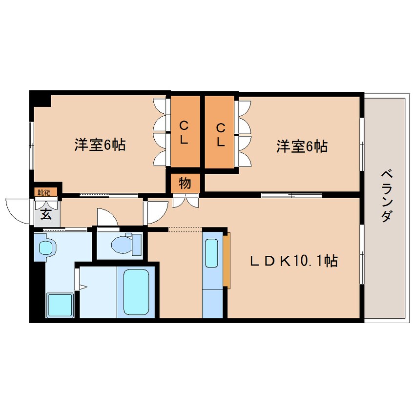 間取図 東海道新幹線（東海）/静岡駅 バス25分静岡西高校下車:停歩7分 2階 築18年