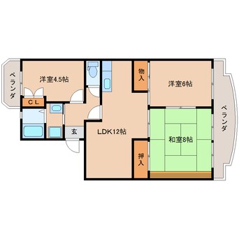 間取図 東海道本線/安倍川駅 徒歩6分 2階 築35年