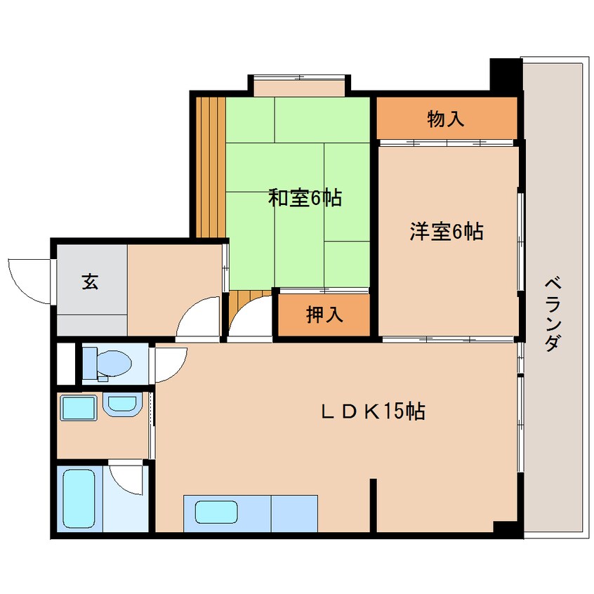 間取図 東海道本線/静岡駅 バス17分大岩本町下車:停歩2分 2階 築39年