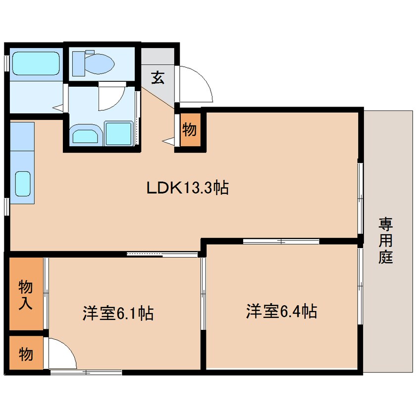 間取図 東海道本線/安倍川駅 徒歩6分 1階 築28年