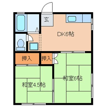 間取図 東海道本線/静岡駅 バス18分竜南一丁目下車:停歩4分 2階 築49年