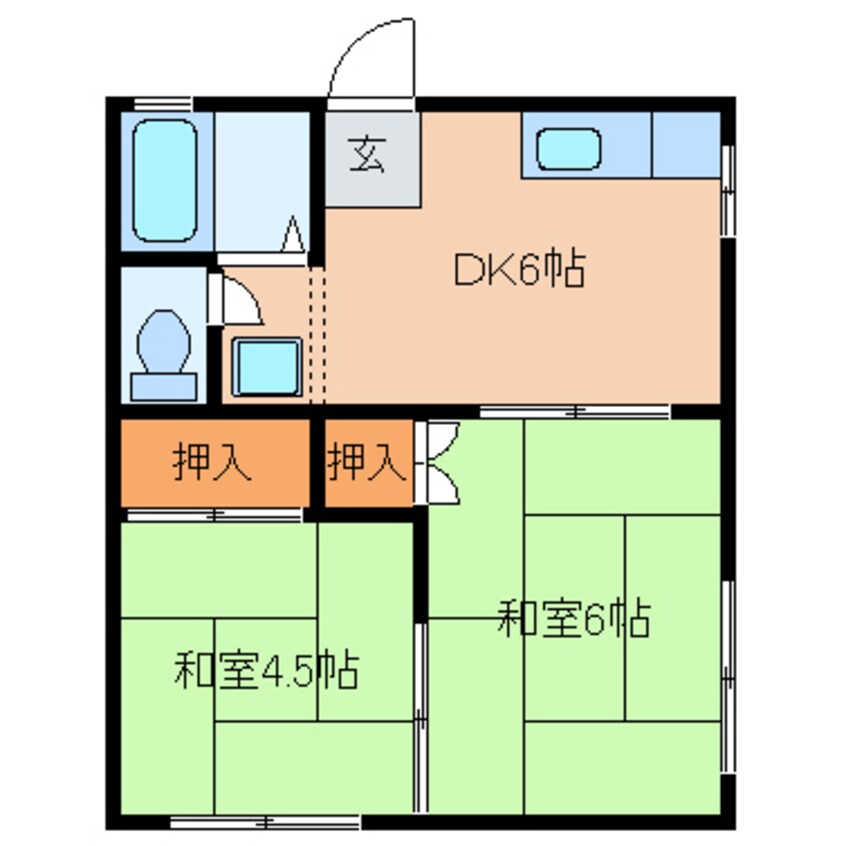 間取図 東海道本線/静岡駅 バス18分竜南一丁目下車:停歩4分 2階 築49年