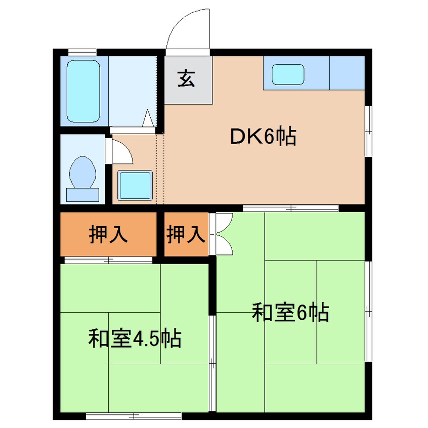 間取図 東海道本線/静岡駅 バス18分竜南一丁目下車:停歩4分 1階 築48年