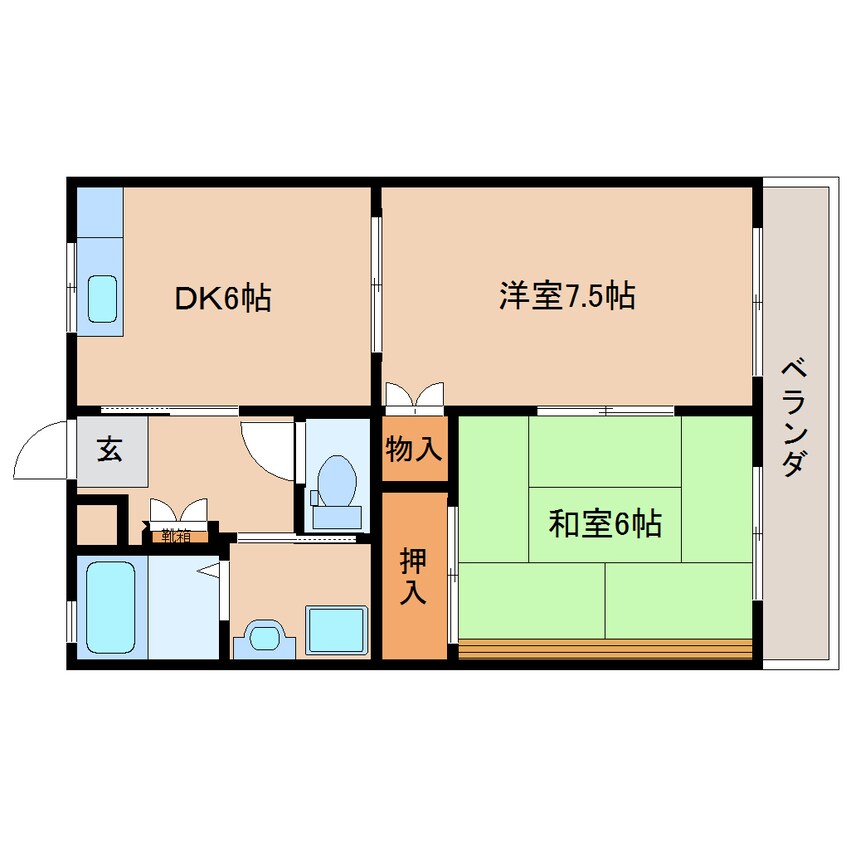 間取図 東海道本線/安倍川駅 徒歩17分 2階 築26年