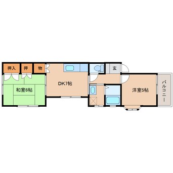 間取図 東海道本線/安倍川駅 徒歩4分 2階 築22年