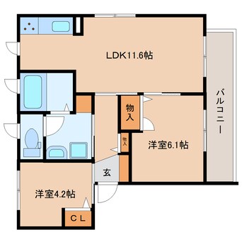 間取図 東海道本線/安倍川駅 徒歩9分 1階 築19年