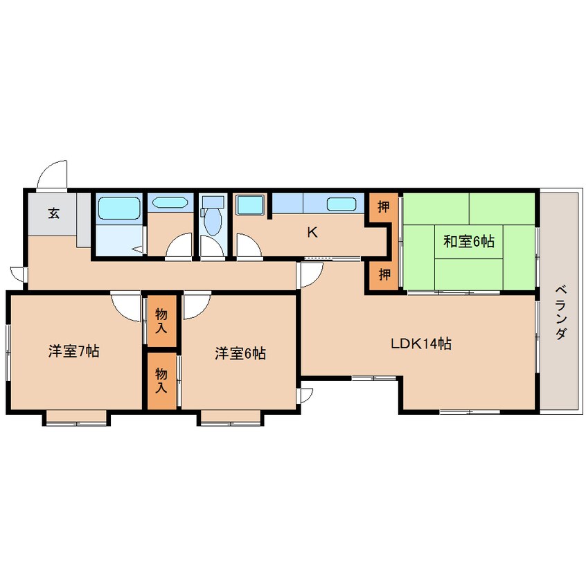 間取図 東海道本線/静岡駅 バス20分岩成不動下車:停歩2分 1階 築37年