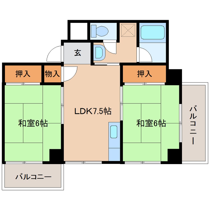 間取図 東海道新幹線（東海）/静岡駅 徒歩7分 2階 築44年