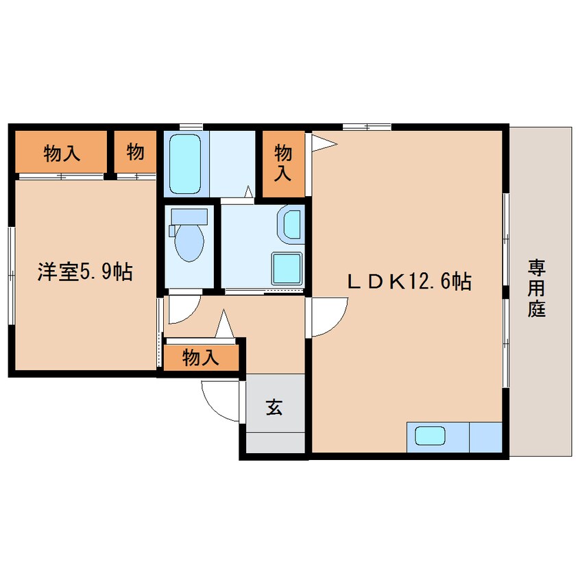 間取図 東海道本線/安倍川駅 徒歩5分 1階 築28年