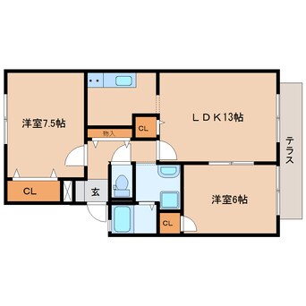 間取図 東海道本線/静岡駅 バス26分御新田上下車:停歩3分 1階 築29年