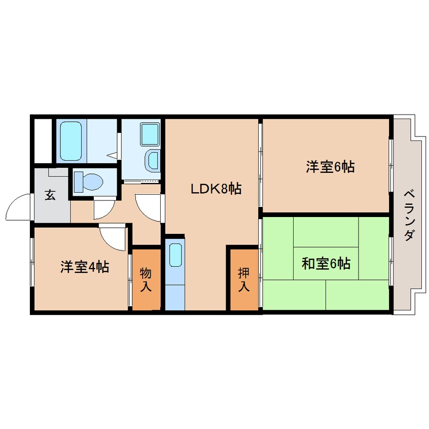 間取図 東海道本線/静岡駅 バス14分英和女学院下車:停歩1分 4階 築36年