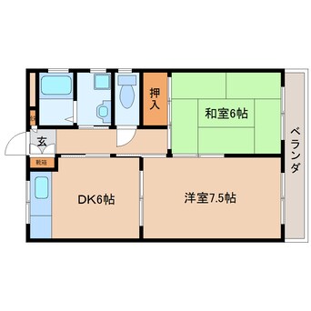 間取図 東海道本線/安倍川駅 徒歩8分 2階 築26年