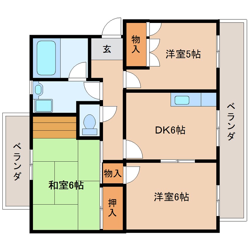 間取図 東海道本線/静岡駅 バス12分千代田小学校前下車:停歩2分 1階 築27年