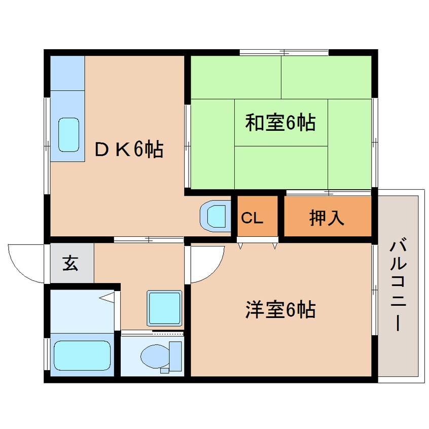 間取図 東海道本線/静岡駅 バス19分安東二丁目下車:停歩1分 2階 築35年