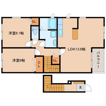 間取図 東海道本線/静岡駅 バス28分マイホームセンター前下車:停歩3分 2階 築17年