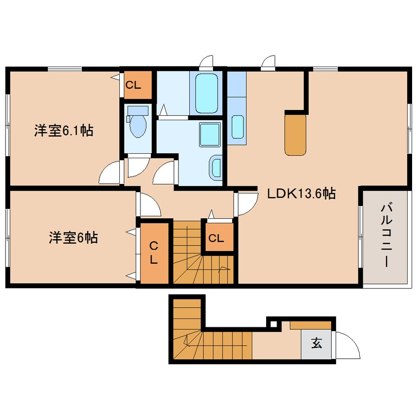 間取図 東海道本線/静岡駅 バス28分マイホームセンター前下車:停歩3分 2階 築17年