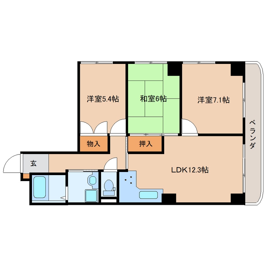 間取図 静岡鉄道静岡清水線/日吉町駅 徒歩5分 3階 築30年