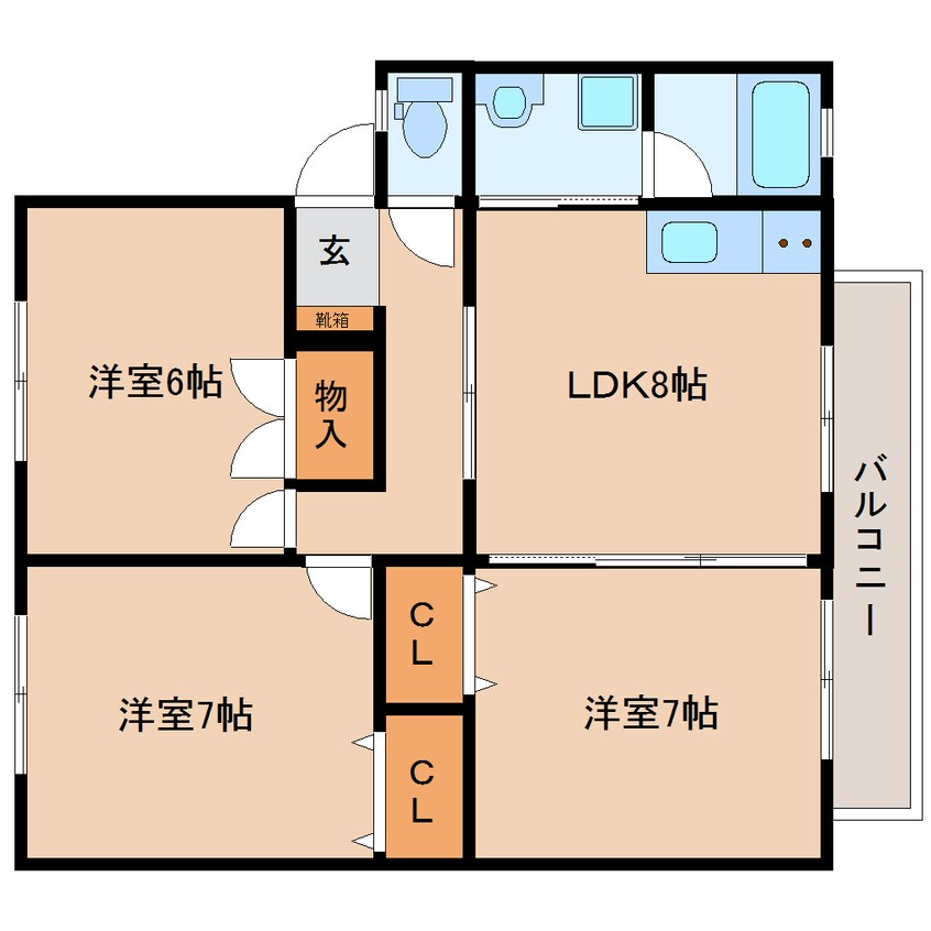 間取図 東海道本線/安倍川駅 徒歩6分 2階 築24年