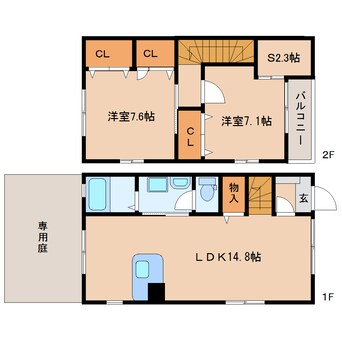 間取図 東海道本線/静岡駅 バス23分柳新田上下車:停歩2分 1-2階 築16年