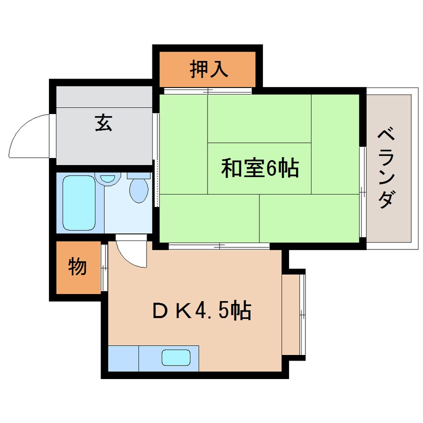 間取図 東海道本線/静岡駅 徒歩21分 2階 築41年