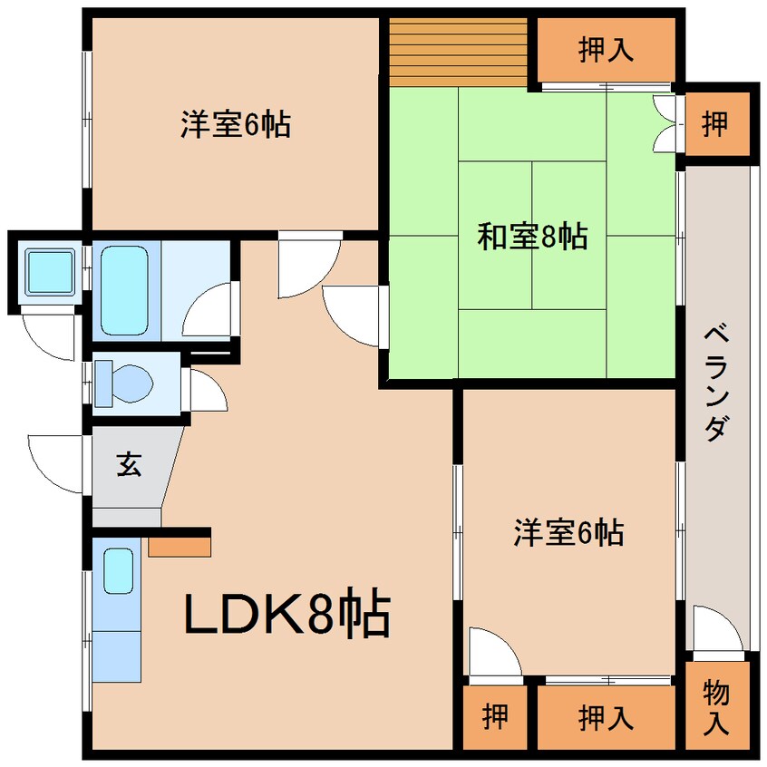 間取図 静岡鉄道静岡清水線/音羽町駅 徒歩2分 2階 築49年