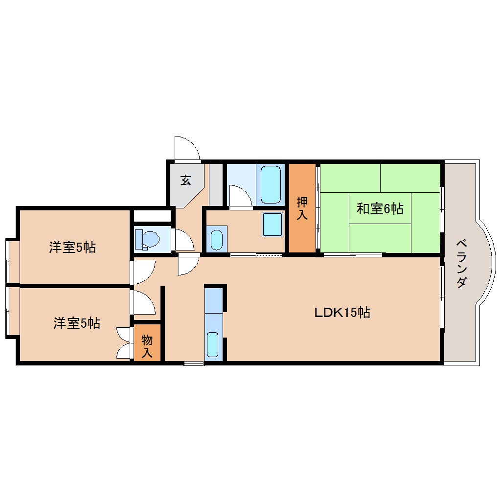間取り図 東海道本線/静岡駅 バス15分銭座町下車:停歩4分 2階 築39年