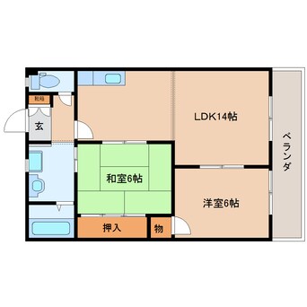 間取図 静岡鉄道静岡清水線/柚木駅 徒歩7分 6階 築37年