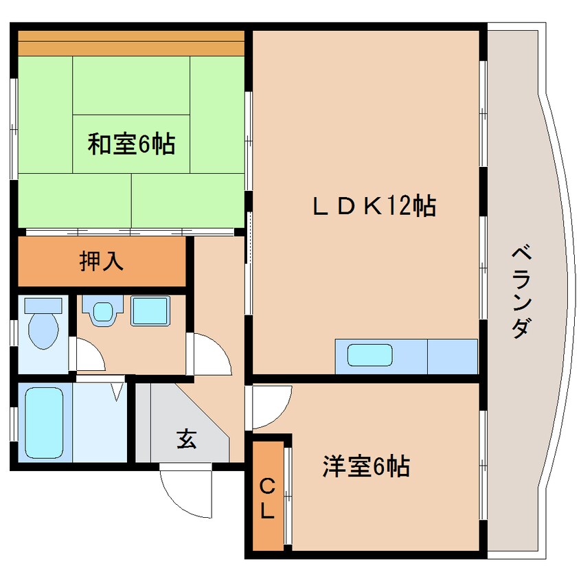 間取図 静岡鉄道静岡清水線/古庄駅 徒歩11分 2階 築38年