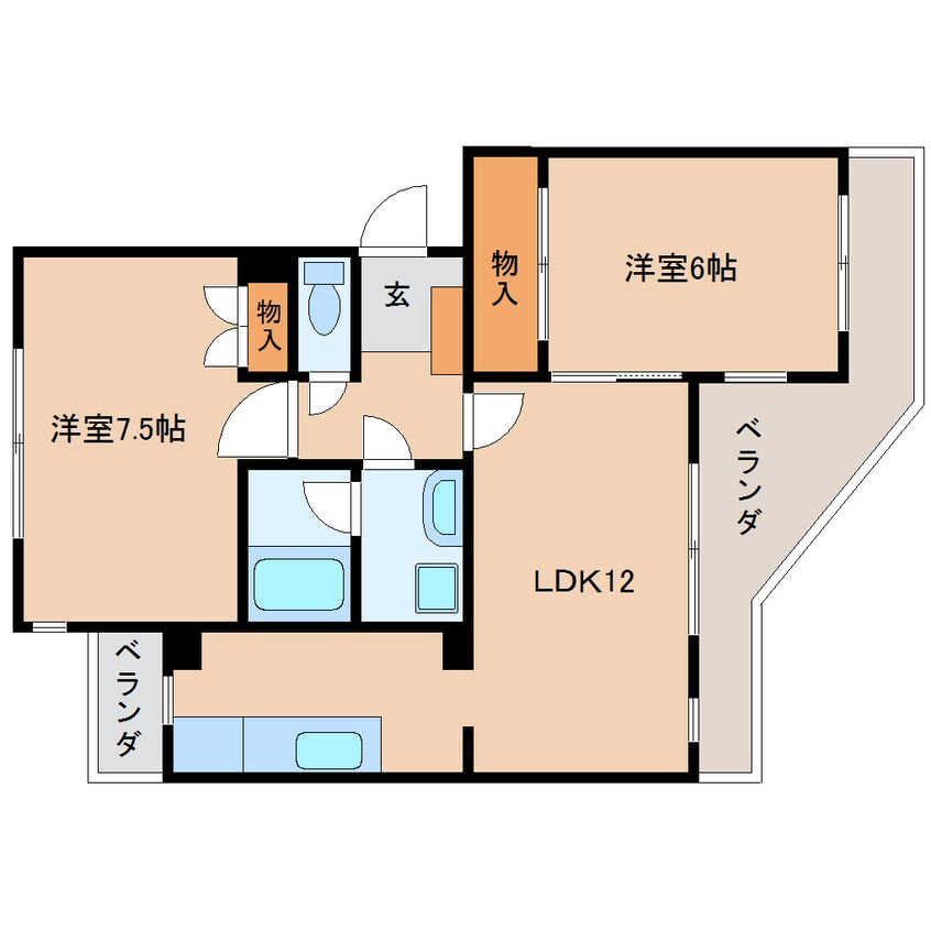 間取図 東海道本線/安倍川駅 徒歩10分 2階 築24年