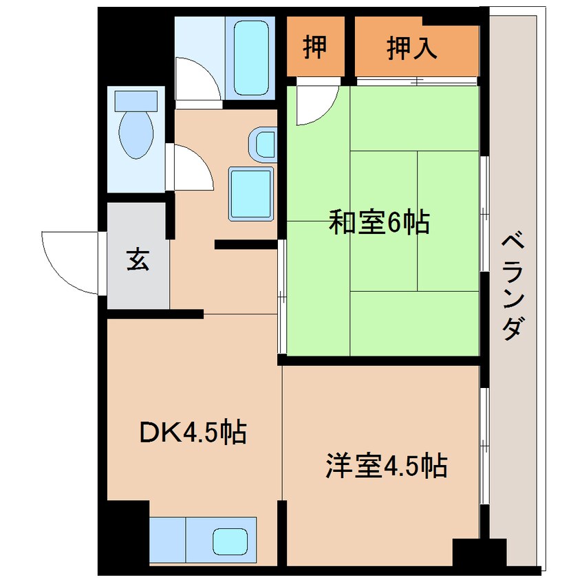 間取図 静岡鉄道静岡清水線/新静岡駅 徒歩14分 4階 築43年