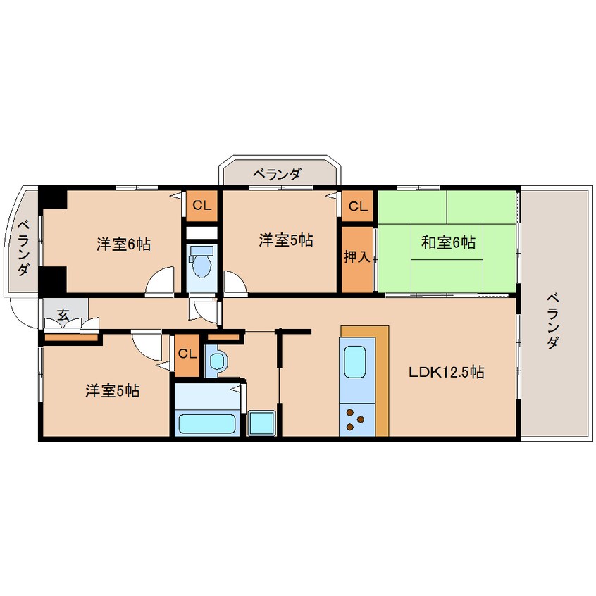 間取図 東海道本線/東静岡駅 徒歩12分 4階 築26年