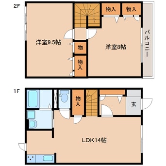 間取図 東海道新幹線（東海）/静岡駅 バス25分スポーツクラブセイシン前下車:停歩8分 1-2階 築17年