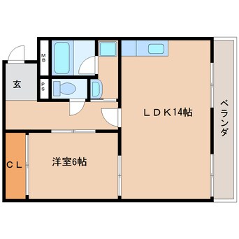 間取図 東海道本線/静岡駅 徒歩13分 2階 築27年