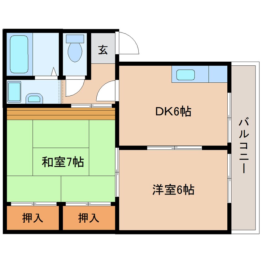 間取図 静岡鉄道静岡清水線/柚木駅 徒歩4分 1階 築35年