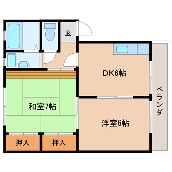 間取図 静岡鉄道静岡清水線/柚木駅 徒歩4分 1階 築35年